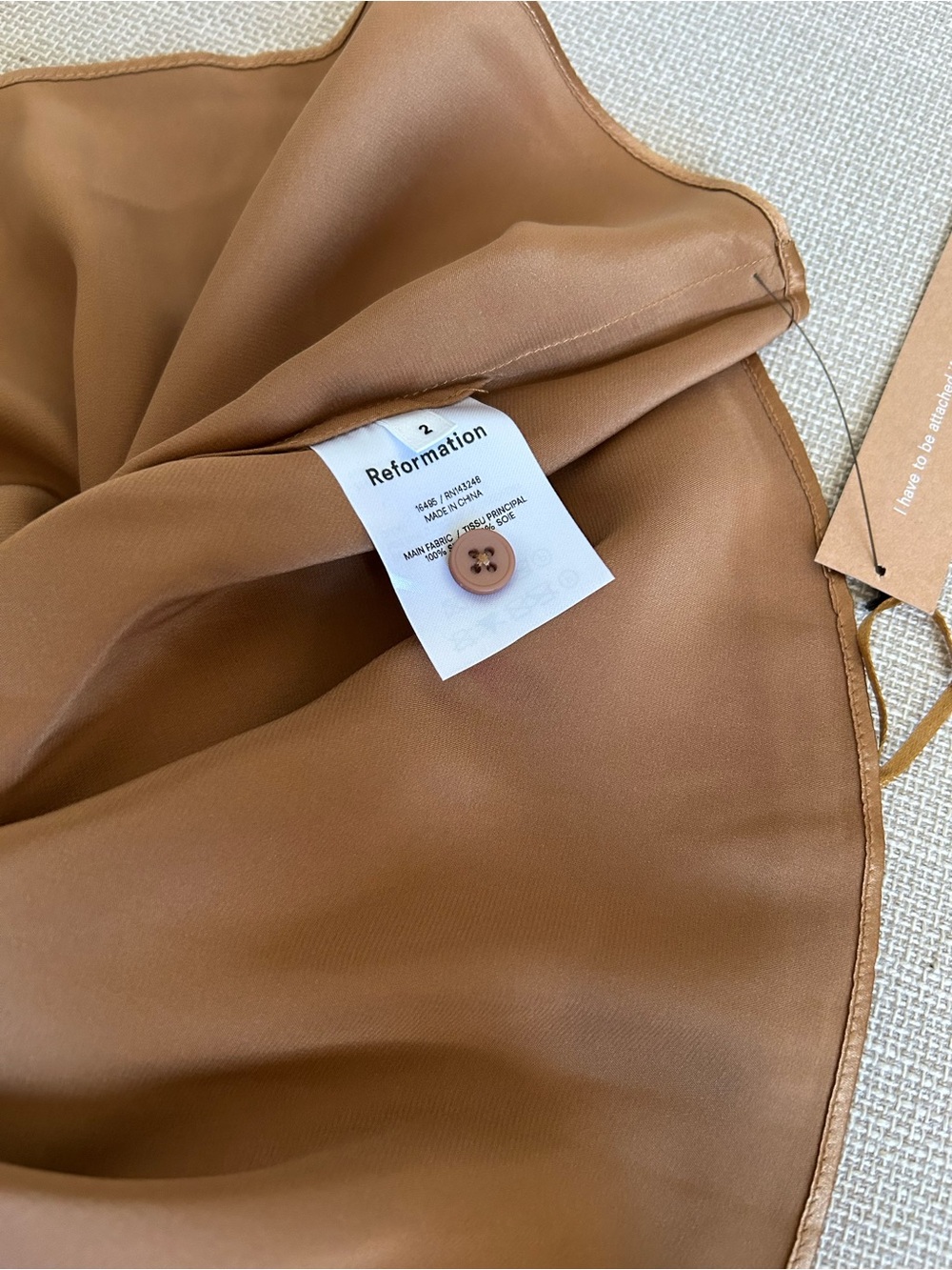 NWT Reformation Noemi Midi Silk Dress US2 Copper Cut Out Cocktail Party - Picture 9 of 10
